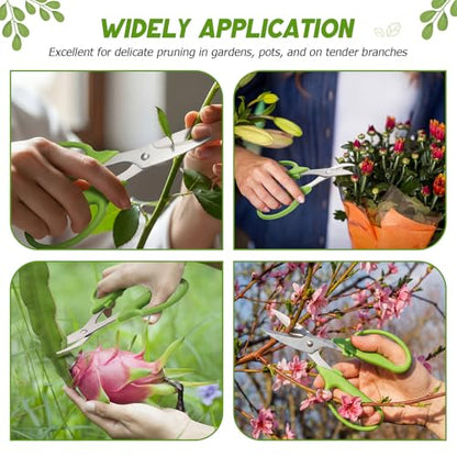 2 Pcs Garden Scissors Shears Trimming Scissors Pruning Floral Shears for Herb Flowers Plants with Straight and Curved Blade for Gardening (Curved,Straght) - style: Curved, Straght