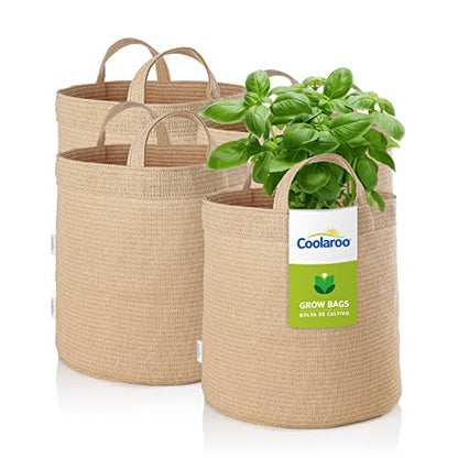 Coolaroo 4-Pack 5 Gallon Heavy Duty Plant/Vegetable/Herb/Fruit Breathable Fabric Grow Planter Pot Bags with Handles, Desert Sand - color: Desert Sand, size: 4 Pack, style: 5 Gallon