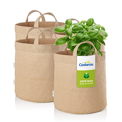 Coolaroo 4-Pack 5 Gallon Heavy Duty Plant/Vegetable/Herb/Fruit Breathable Fabric Grow Planter Pot Bags with Handles, Desert Sand - color: Desert Sand, size: 4 Pack, style: 5 Gallon