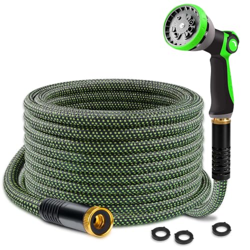 Garden Hose 25FT, Ultra Lightweight with 10-Function Nozzle - color: Green