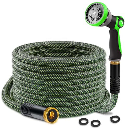 Garden Hose 25FT, Ultra Lightweight with 10-Function Nozzle - color: Green