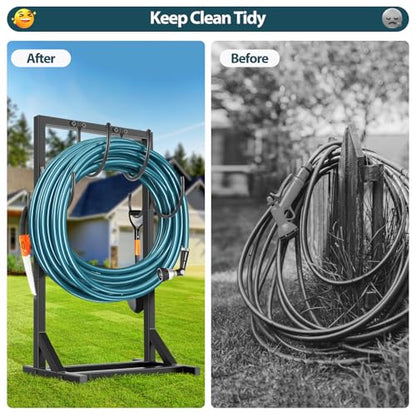 BOLITE Garden Hose Holder, Heavy Duty Freestanding Water Hose Holder, 150ft - color: Black