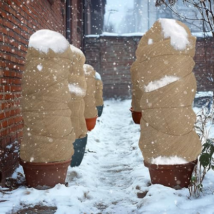 ANPHSIN 40ftx40in Natrual Burlap Plant Covers Freeze Protection - size: 40ft