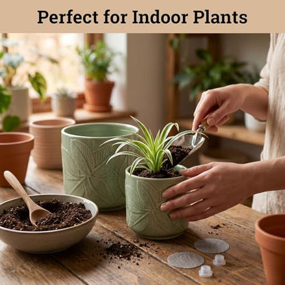 Ceramic Pots for Plants Set of 3, 6, 5, 4 Inch Diameter with Drainage Holes