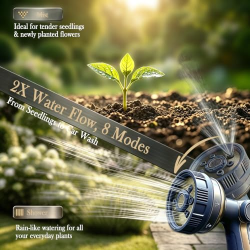 Garden Hose Nozzle Heavy Duty Metal Water Hose Sprayer - color: Navy Blue