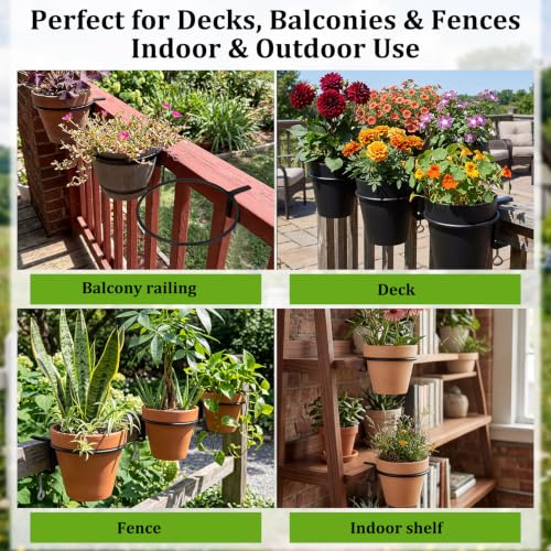 Chumia 3 Pack 6 Inch Railing Plant Holder Flower Pot Holder Ring - size: 6 Inch