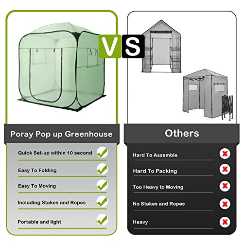 Porayhut Pop Up Greenhouse Tent,Portable X-Large Walk-in Flower House ,Indoor Outdoor Gardening Plant Sunshine Room with PE Mesh Cloth Cover for Protecting Plant from Cold Frost & Birds - style: 85'' Tall Large greenhouse tent