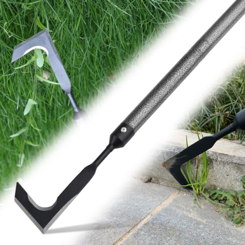 Heavy Duty Crack Weeder for Sidewalk & Paver – 58" Long Handle Weed Puller Tool, Carbon Steel Blade for Removing Crevice Weeds from Deck, Patio & Garden Beds