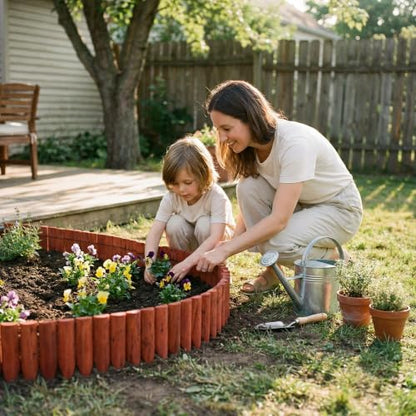 WORTH Wood Garden Edging Border 7.9" H x 42" L, Brick-Red Short Fence Roll - color: 1-Pack 7.9"x42"