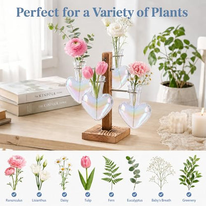 Nacome Plant Terrarium Propagation Stations: Clear Vase with Wooden Stand - color: White