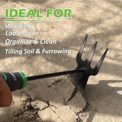 SUMIO 13.7" Alloy Steel Hoe and Cultivator - Lightweight Hand Tiller for Weeding, Digging, Loosening Soil, and Cultivation
