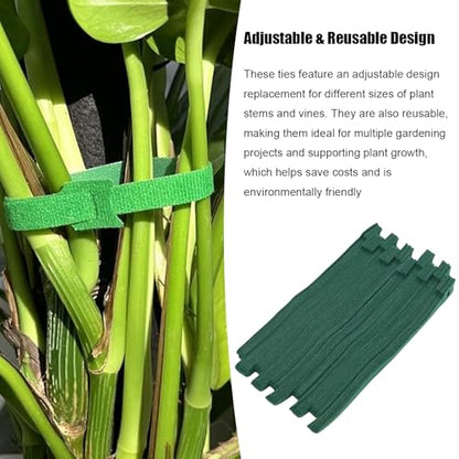 200Pcs Green Nylon Adjustable Plant Ties & Cable Straps