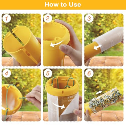 4 Pack Wasp Traps Outdoor Hanging, Carpenter Bee Traps for Outside Yellow Jacket Trap Hornet Trap Wasp Catchers Killer