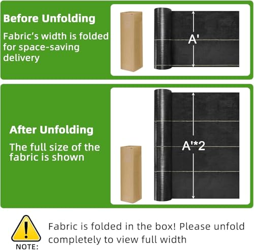 Shade&Beyond 6ftx100ft Weed Barrier Fabric, 3.2oz Heavy Duty Permeable Landscape Fabric, Woven UV Resistant Ground Cover with Staples for Gardens/Yards/Landscaping - size: 06ft x 100ft