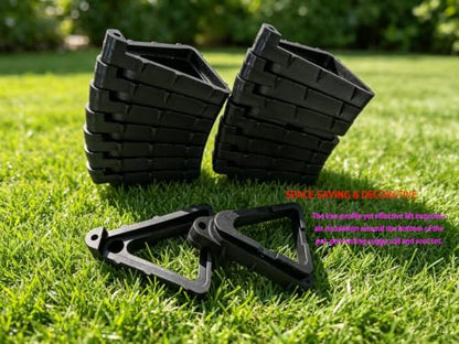16 Pcs Large Plant Pot Feet - Heavy Duty Pot Risers for Drainage & Air Circulation, Adjustable Stackable Flower Pot Riser, Invisible Plant Stand Elevator for Indoor Outdoor Garden Patio (Black)