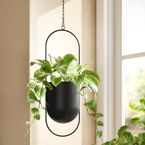 Bamworld Black Hanging Planters for Indoor Outdoor Plants Metal Hanging Pot - size: 5.5 Inch