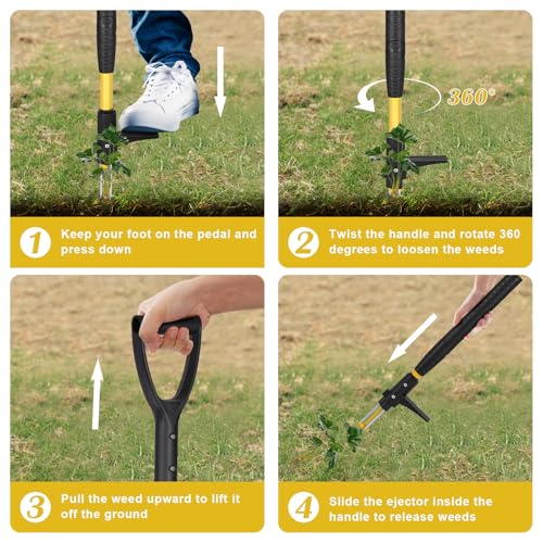 39" Stand Up Weed Puller, Heavy Duty Detachable 3-Claw Weeder Tool - size: 39 Inch 3-Claw