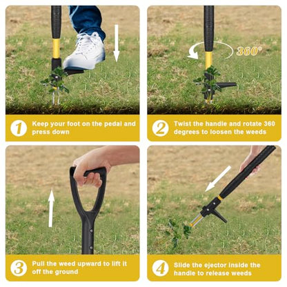 39" Stand Up Weed Puller, Heavy Duty Detachable 3-Claw Weeder Tool - size: 39 Inch 3-Claw