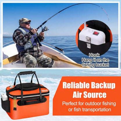2 Pcs Fishing Bucket and Live Bait Aerator - color: Orange