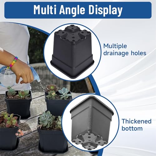 WFLNHB 5 Gallon Square Pot Square Plastic Plant Pots 10 Pcs Nursery Pot - color: Black, size: 5 Gallon-10 Pcs