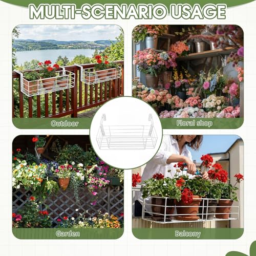 Youyole Railing Hanging Planter Holder, Adjustable Balcony Flower Pot Stand - color: White, size: 6" Wide, style: Classic