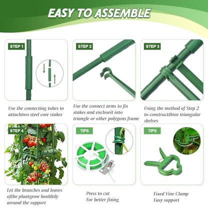 6 Pack Tomato Cage for Garden & Pots, Rust-Resistant Metal Plant Support