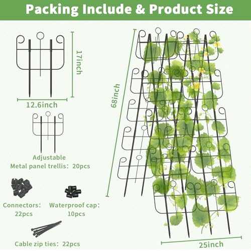 Cucumber Trellis for Raised Bed, Metal Rustproof A-Frame Garden Trellis, Outdoor Heavy Duty Climbing Plants Support for Cucumber, Vegetables, Vine, Expandable Height & Width - size: 20 Pack-17in(H)x12.6in(L)