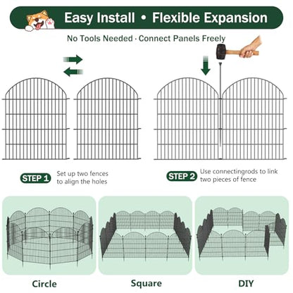 No Dig Garden Fence Panels, Dog Fence Outdoor for Yard, 12 Pack - size: 40in(H) x 29ft(L)