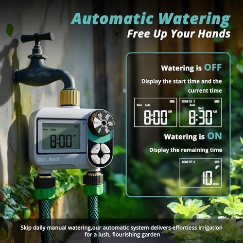 QUOBAS Brass Sprinkler Timer, Programmable Water Hose Timer for Garden Hose - size: Interval Program 2 Zone