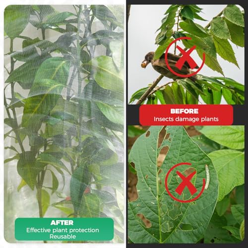 Zihvfzu 4 Pack Garden Netting Mesh with Drawstring – 3.5 x 2.3 FT Bird Netting for Blueberry Bushes, Fruit Trees & Vegetables, Insect & Deer Barrier for Cicada, Squirrel, Animals Protection (White)