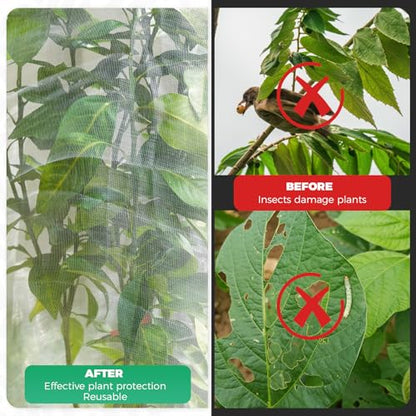 Zihvfzu 4 Pack Garden Netting Mesh with Drawstring – 3.5 x 2.3 FT Bird Netting for Blueberry Bushes, Fruit Trees & Vegetables, Insect & Deer Barrier for Cicada, Squirrel, Animals Protection (White)
