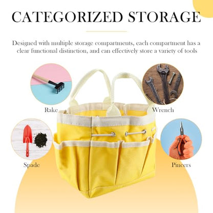 Small Garden Tote Bag,Oxford Waterproof Tool Organizer with 8 Pockets