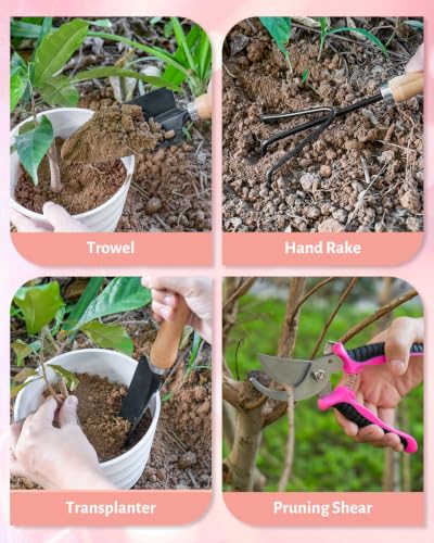 5 Piece Pink Gardening Tool Set for Women - style: 5-Piece Pink With Bag