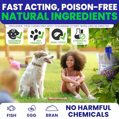 Fly Traps Outdoor Fly Trap for Patio. 2 Non-Toxic Pre-Baited Flies Bags Outdoor Disposable. Hanging Bug Catchers for All Filth Flies Killer for Outside Bug Control in Yard Horse Ranch Trash Can. - size: 2pk