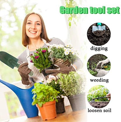 3 in 1 Garden Tool Shovel for Digging Gardening Trowel for Lawn Planting Alloy Spade Plastic Handle Anti Slippery - color: Trowel Rake Set