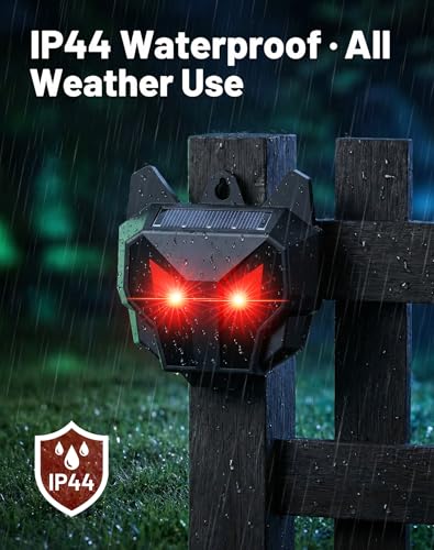 4 Pack Solar Nocturnal Animal Repeller, Humane Coyote Deterrent, Racoon Repellent Outdoor for Fox, Deer & Skunk, Waterproof Predator Lights for Chicken Coop, Farm & Garden