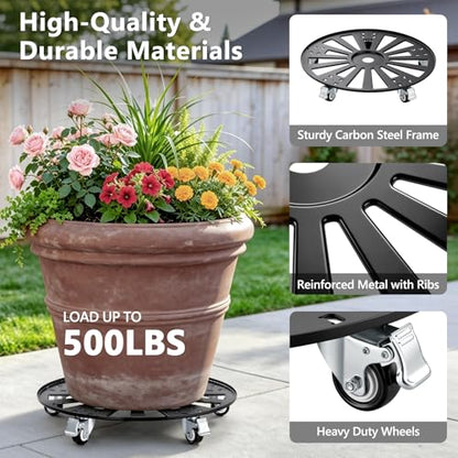 KEDSUM 20 in Plant Caddy with Wheels, Anti-Rust & Anti-Slip, 500LBS - size: 20"