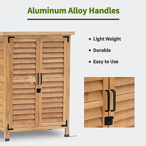 MCombo Small Outdoor Storage Cabinet, Wood Shed with Shelf 0985 (Yellow) - color: Yellow