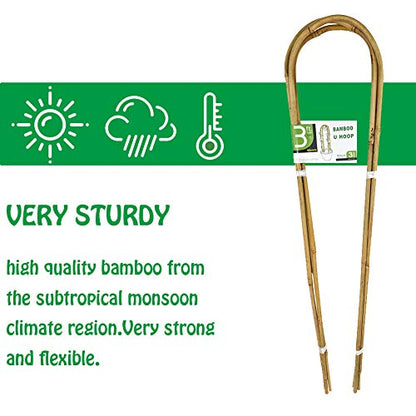 3 Feet Natural U-Hoops Bamboo, Mininfa Garden Trellis, Bamboo Trellis U-Shape for Plant Support - 3 Pack - size: 3 Feet