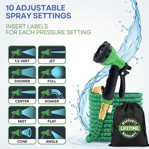 J&B XpandaHose 100ft Expandable Garden Hose, Lightweight, Brass Connectors - color: Green/Black, size: 100ft