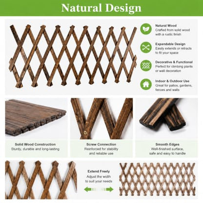 2 Pack Wood Wall Trellis, 11.81 x 70.9 in Wood Lattice Fence Panels