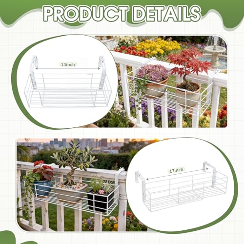 Youyole Railing Hanging Planter Holder, Adjustable Balcony Flower Pot Stand - color: White, size: 6" Wide, style: Classic