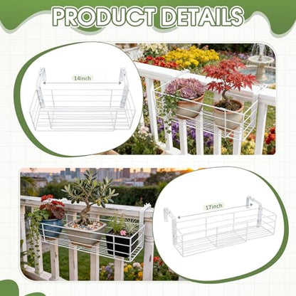 Youyole Railing Hanging Planter Holder, Adjustable Balcony Flower Pot Stand - color: White, size: 6" Wide, style: Classic