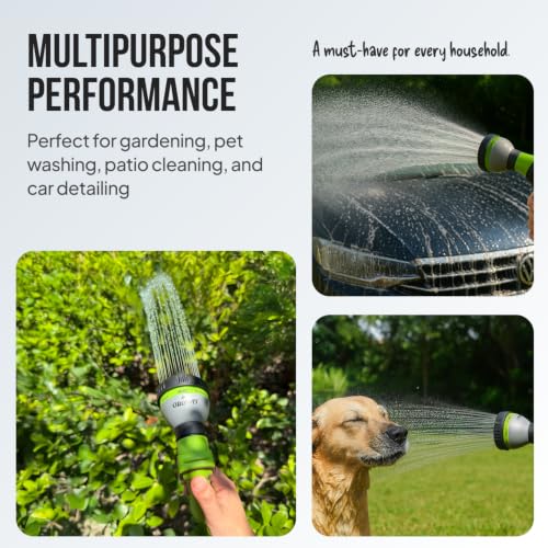 Garden Hose Nozzle – 8-Pattern Hose Sprayer with Thumb Control – Watering Tool for Garden, Car Wash, Lawn Care & Pet Shower - color: 1b.Green