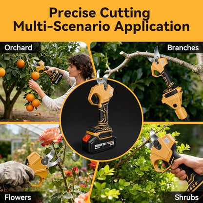 BUYJOY 2-in-1 Pole Pruning Shears, 1.6" Cut Diameter, Brushless Motor - color: Light Yellow