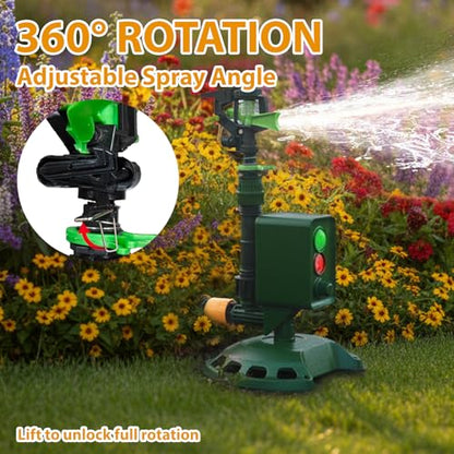 Solar Powered Motion Sensor Animal Repellent Sprinkler with Flashing Light, IP65 Waterproof Outdoor Deer & Dog Deterrent for Garden and Lawn Protection