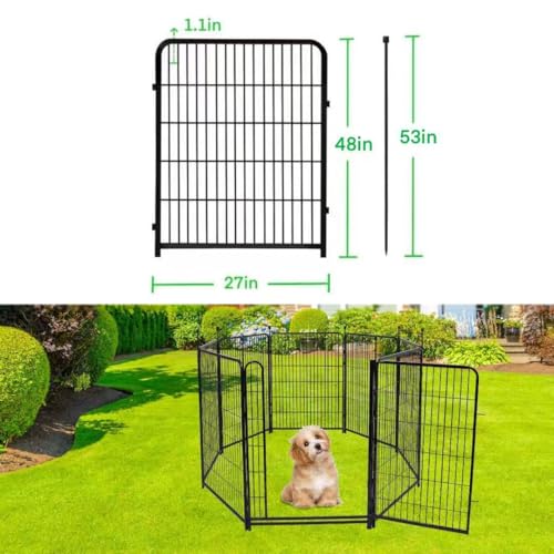 GETLAY 48in(H) Tall Garden Fencing No Door, 12 Panels 26.7 Ft(L) Total Metal Barrier, Dog Fence Outdoor for Yard, Fences for Garden Beds, Fencing Border - size: 48''(H)-12panels-26.7ft(L) no door