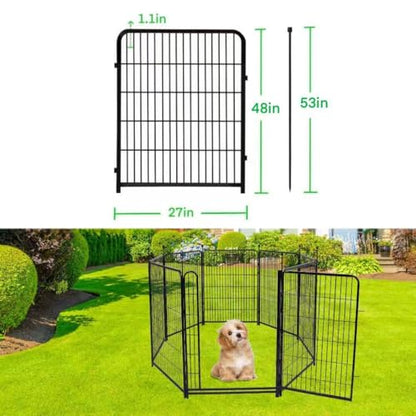 GETLAY 48in(H) Tall Garden Fencing No Door, 12 Panels 26.7 Ft(L) Total Metal Barrier, Dog Fence Outdoor for Yard, Fences for Garden Beds, Fencing Border - size: 48''(H)-12panels-26.7ft(L) no door