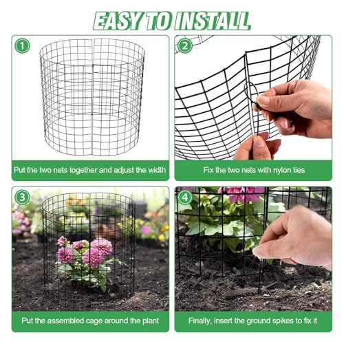 30 Pcs Plant Protectors from Animals,Protect Plants from Deer 10 Sets Metal Plant Cages Animal Intrusion Barrier Wire Mesh Easy to Assemble/Store Vegetable Garden Protection 12×24in