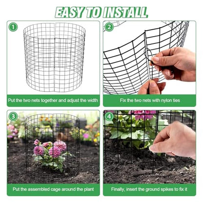 30 Pcs Plant Protectors from Animals,Protect Plants from Deer 10 Sets Metal Plant Cages Animal Intrusion Barrier Wire Mesh Easy to Assemble/Store Vegetable Garden Protection 12×24in